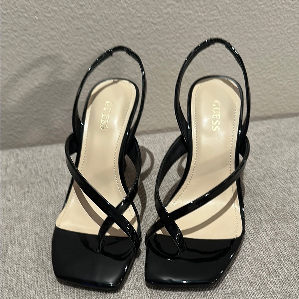 Guess Black Patent Strappy Heels